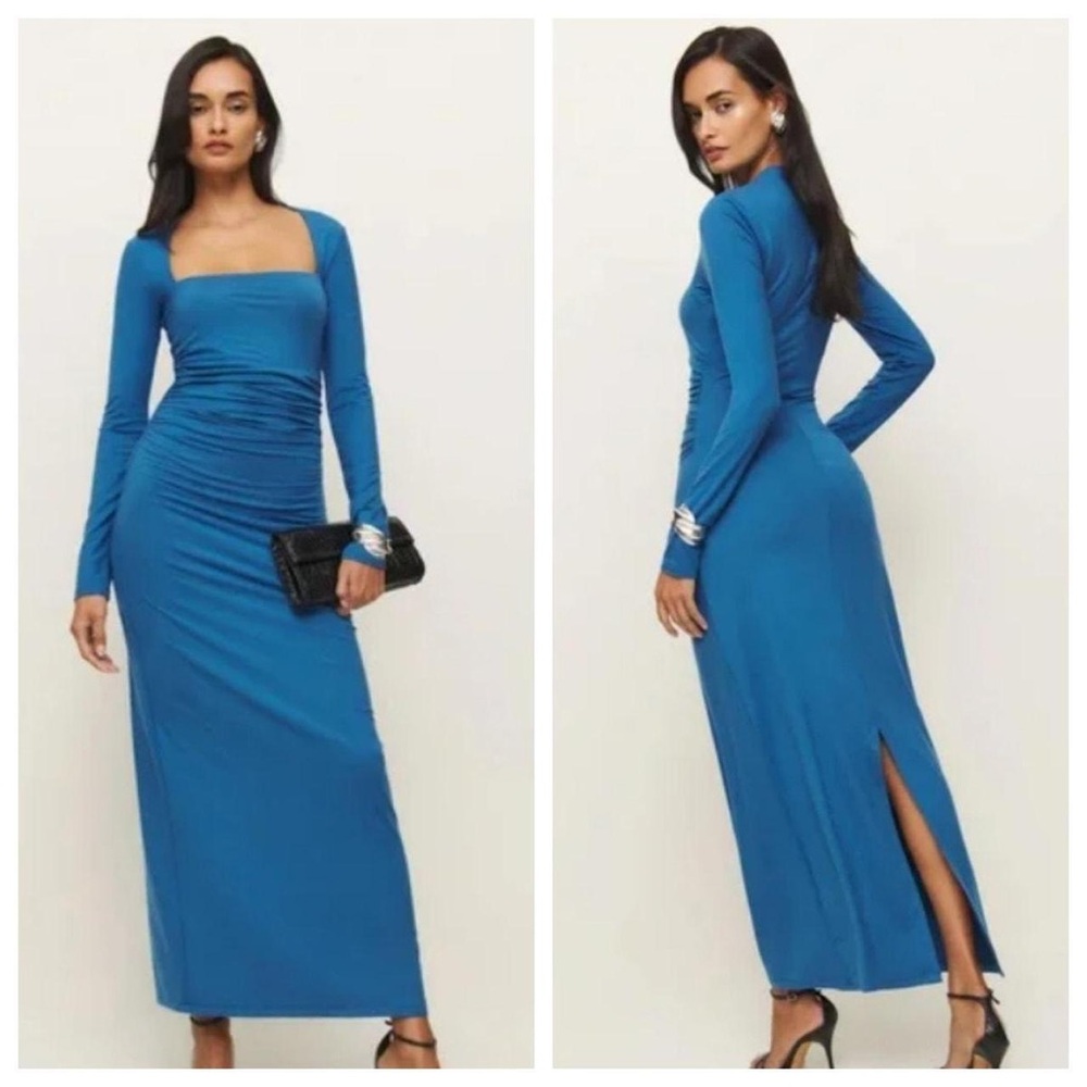 Reformation Elegant Blue Long Sleeve Dress